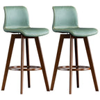 Tabouret de bar pivotant en cuir vieilli style milieu du siècle avec dossier