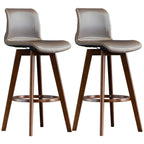 Tabouret de bar pivotant en cuir vieilli style milieu du siècle avec dossier