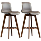 Tabouret de bar pivotant en cuir vieilli style milieu du siècle avec dossier