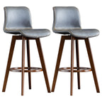 Tabouret de bar pivotant en cuir vieilli style milieu du siècle avec dossier