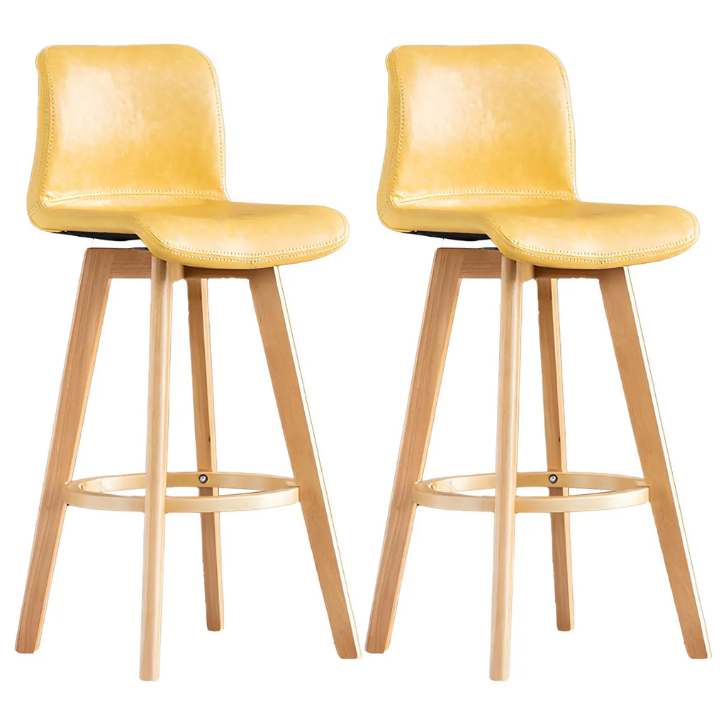 Tabouret de bar pivotant en cuir vieilli style milieu du siècle avec dossier