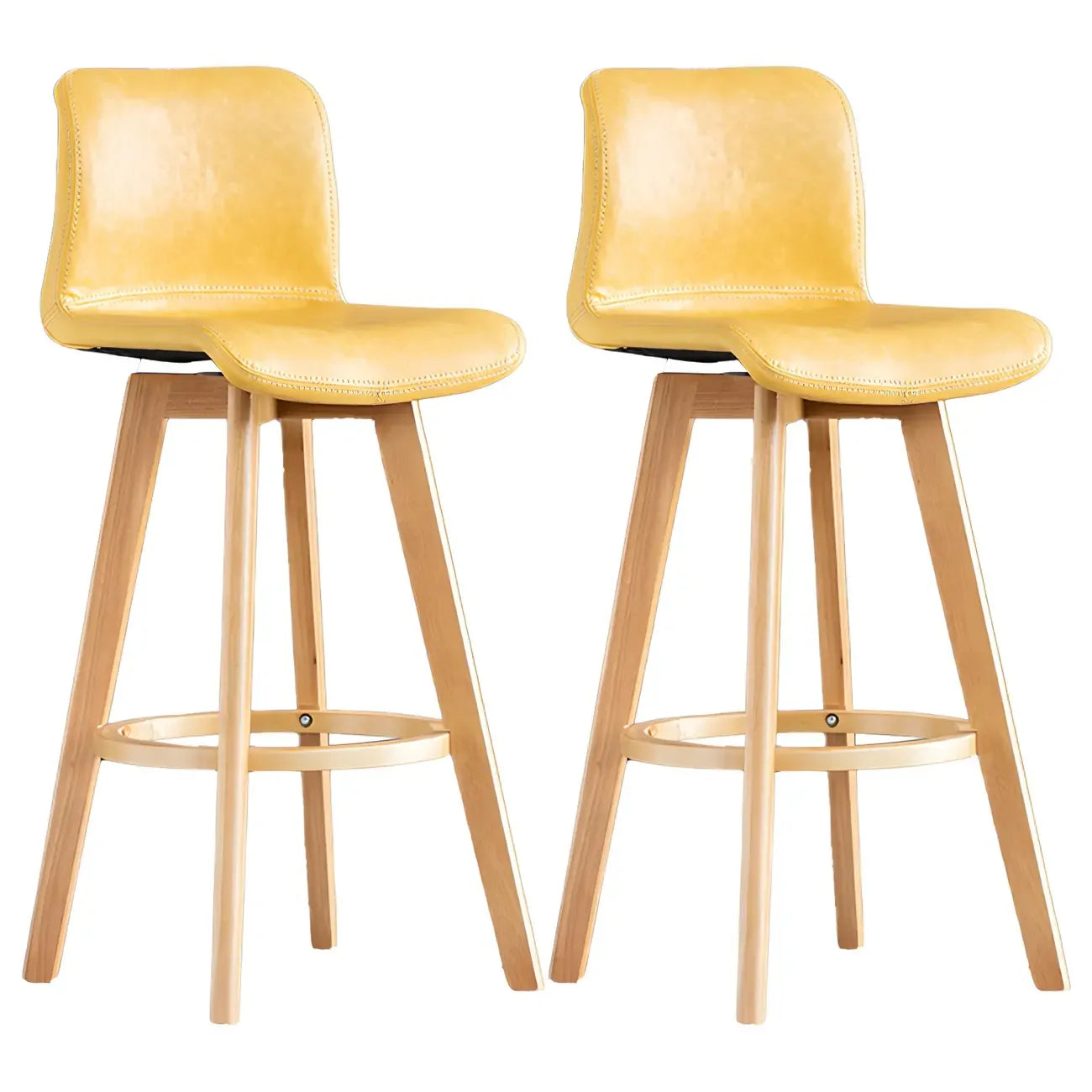 Tabouret de bar pivotant en cuir vieilli style milieu du siècle avec dossier
