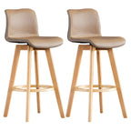 Tabouret de bar pivotant en cuir vieilli style milieu du siècle avec dossier