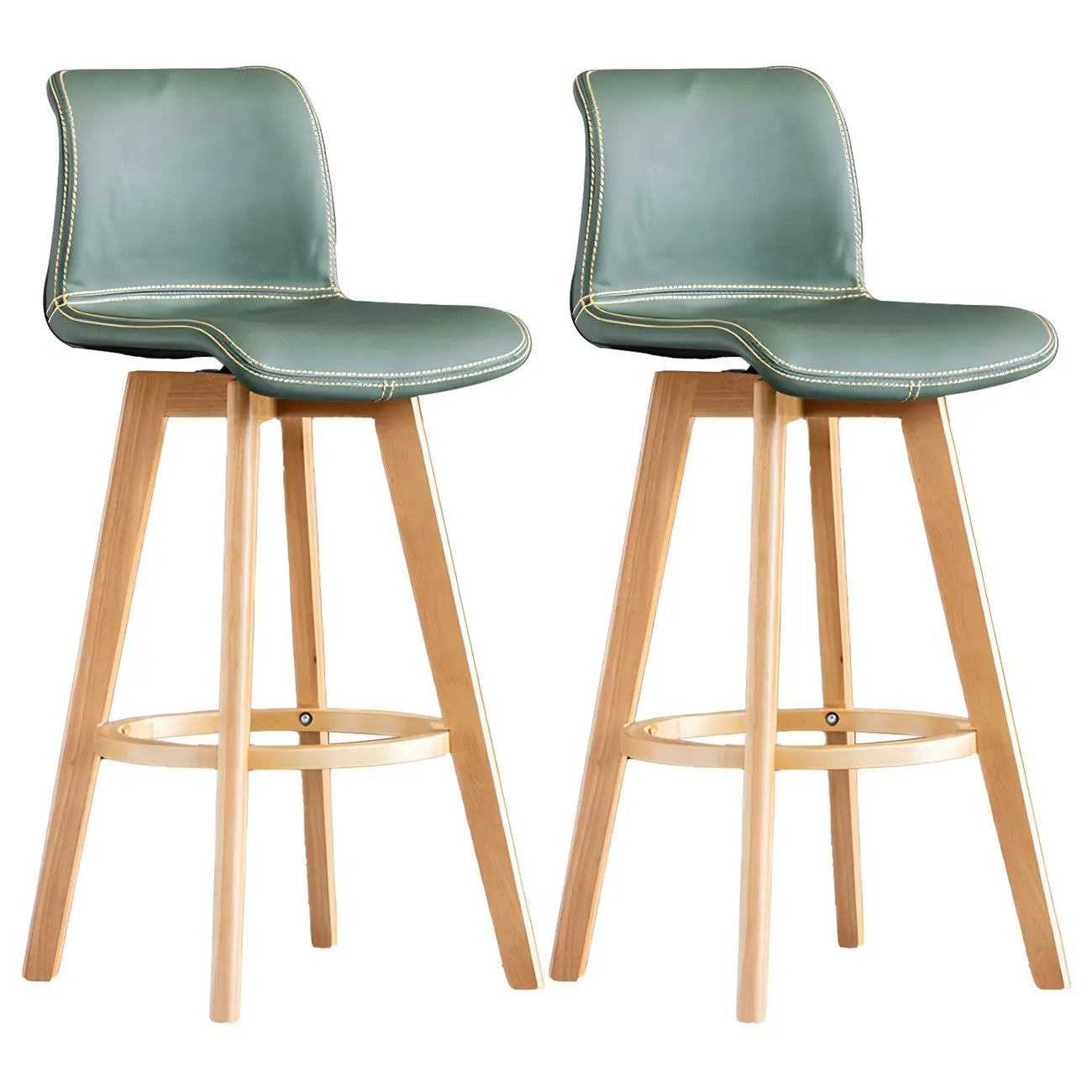 Tabouret de bar pivotant en cuir vieilli style milieu du siècle avec dossier