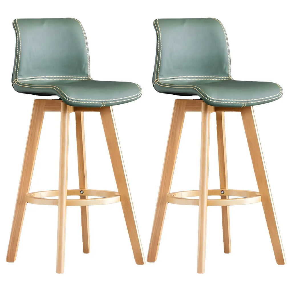 Tabouret de bar pivotant en cuir vieilli style milieu du siècle avec dossier