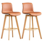 Tabouret de bar pivotant en cuir vieilli style milieu du siècle avec dossier
