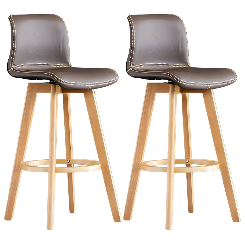 Tabouret de bar pivotant en cuir vieilli style milieu du siècle avec dossier