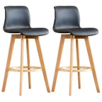 Tabouret de bar pivotant en cuir vieilli style milieu du siècle avec dossier