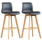 Tabouret de bar pivotant en cuir vieilli style milieu du siècle avec dossier