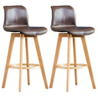 Tabouret de bar pivotant en cuir vieilli style milieu du siècle avec dossier