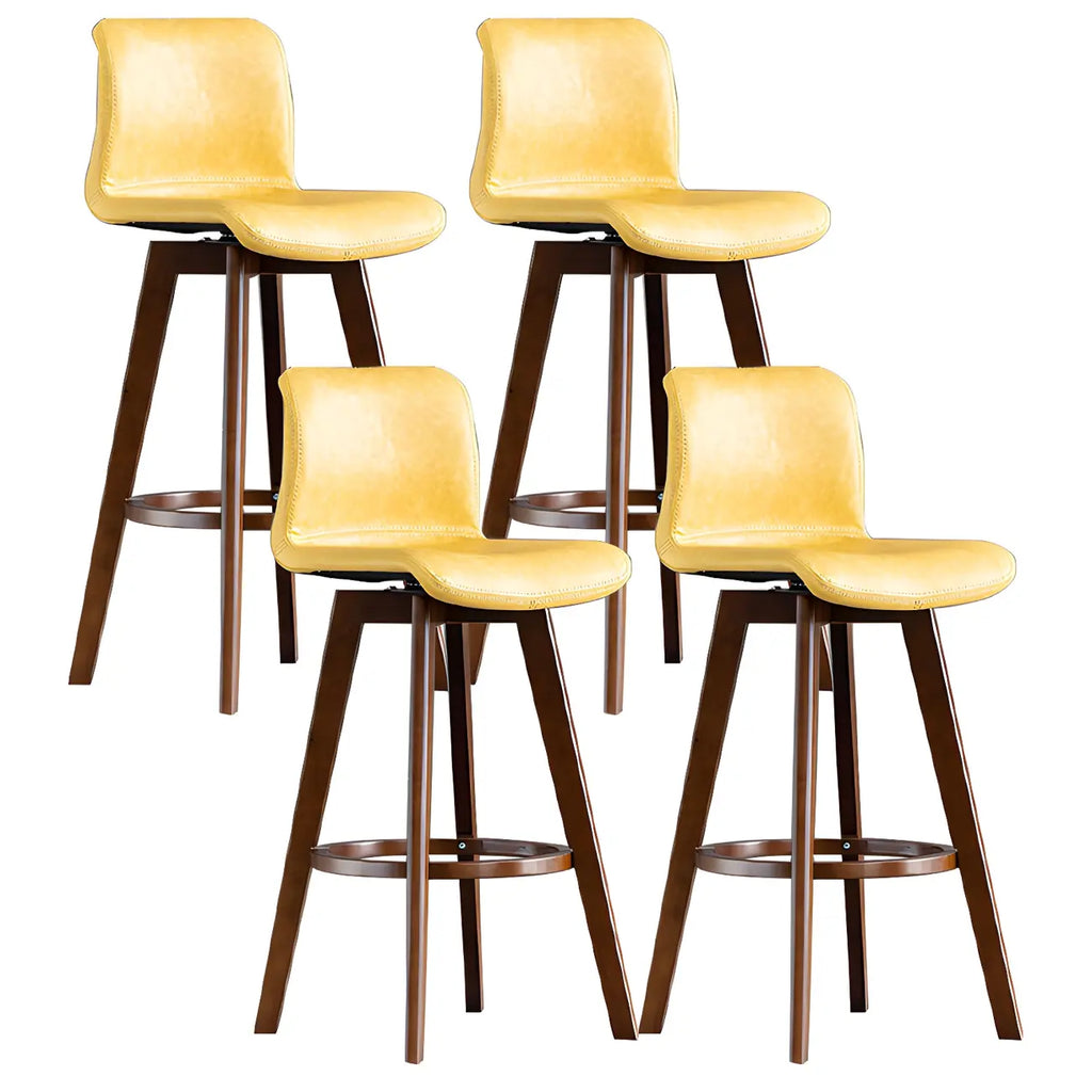 Tabouret de bar pivotant en cuir vieilli style milieu du siècle avec dossier