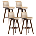 Tabouret de bar pivotant en cuir vieilli style milieu du siècle avec dossier