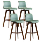 Tabouret de bar pivotant en cuir vieilli style milieu du siècle avec dossier