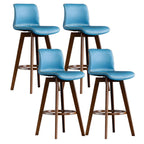 Tabouret de bar pivotant en cuir vieilli style milieu du siècle avec dossier