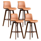 Tabouret de bar pivotant en cuir vieilli style milieu du siècle avec dossier