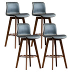 Tabouret de bar pivotant en cuir vieilli style milieu du siècle avec dossier