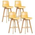 Tabouret de bar pivotant en cuir vieilli style milieu du siècle avec dossier