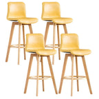 Tabouret de bar pivotant en cuir vieilli style milieu du siècle avec dossier