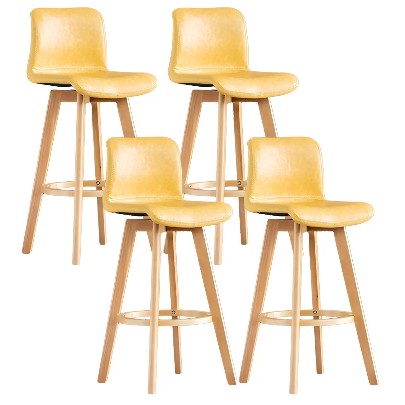 Tabouret de bar pivotant en cuir vieilli style milieu du siècle avec dossier