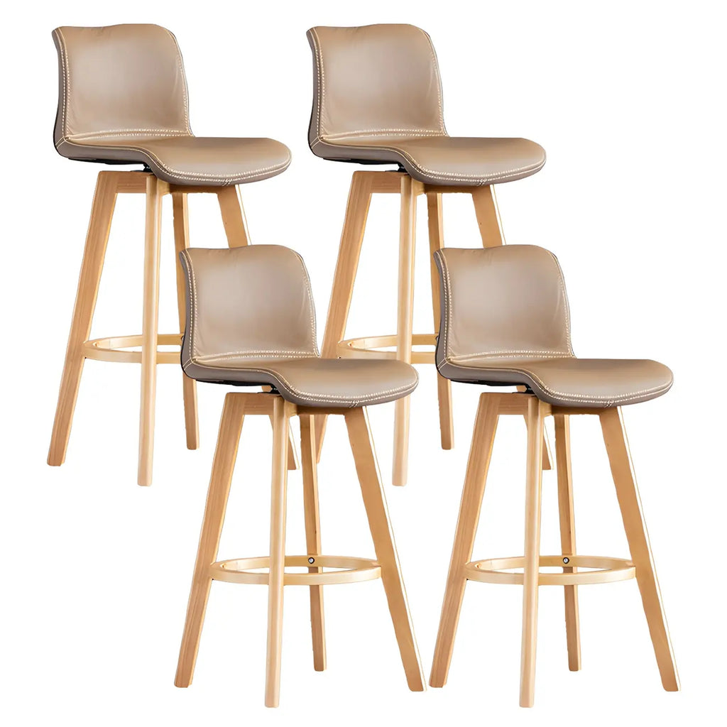 Tabouret de bar pivotant en cuir vieilli style milieu du siècle avec dossier