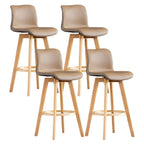 Tabouret de bar pivotant en cuir vieilli style milieu du siècle avec dossier