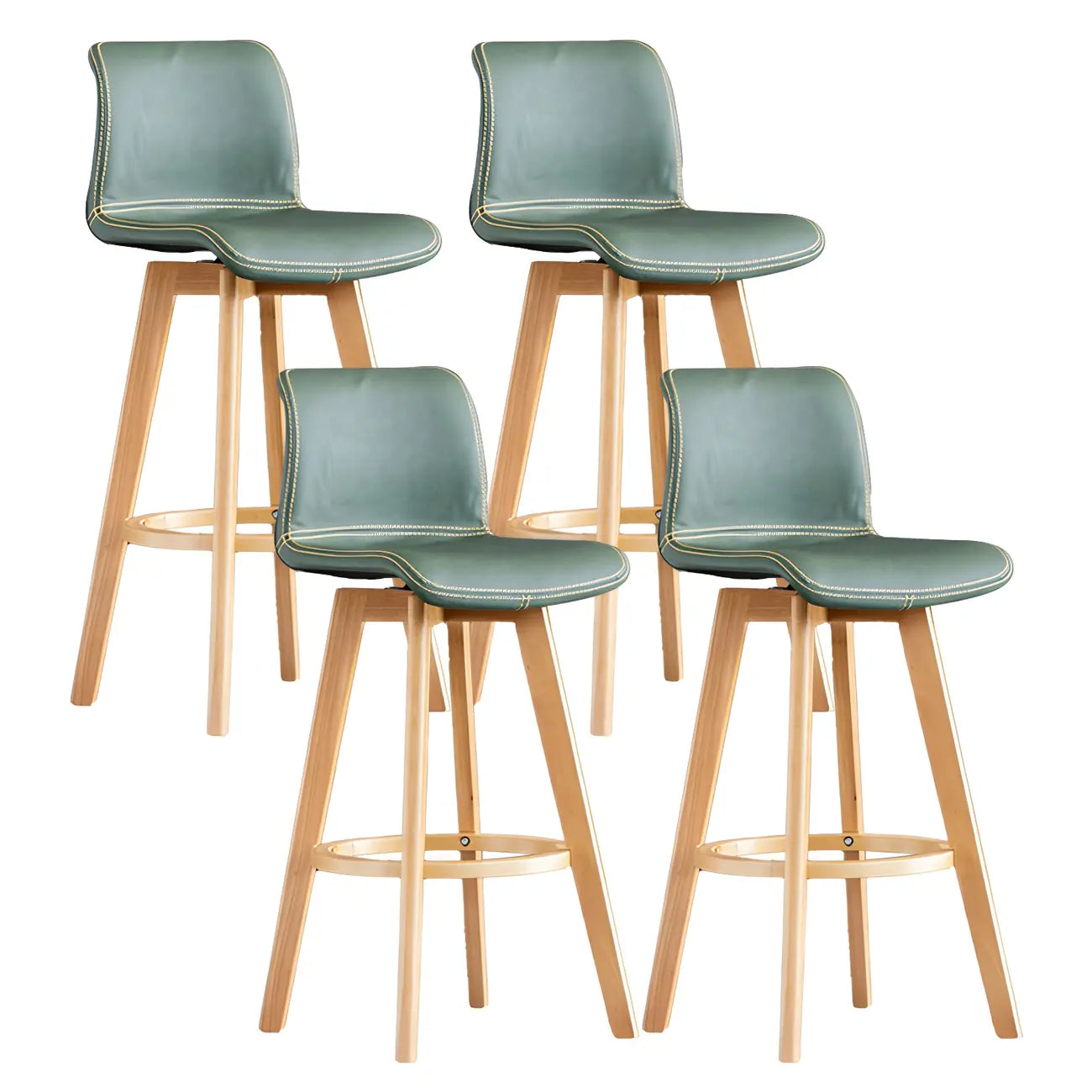 Tabouret de bar pivotant en cuir vieilli style milieu du siècle avec dossier
