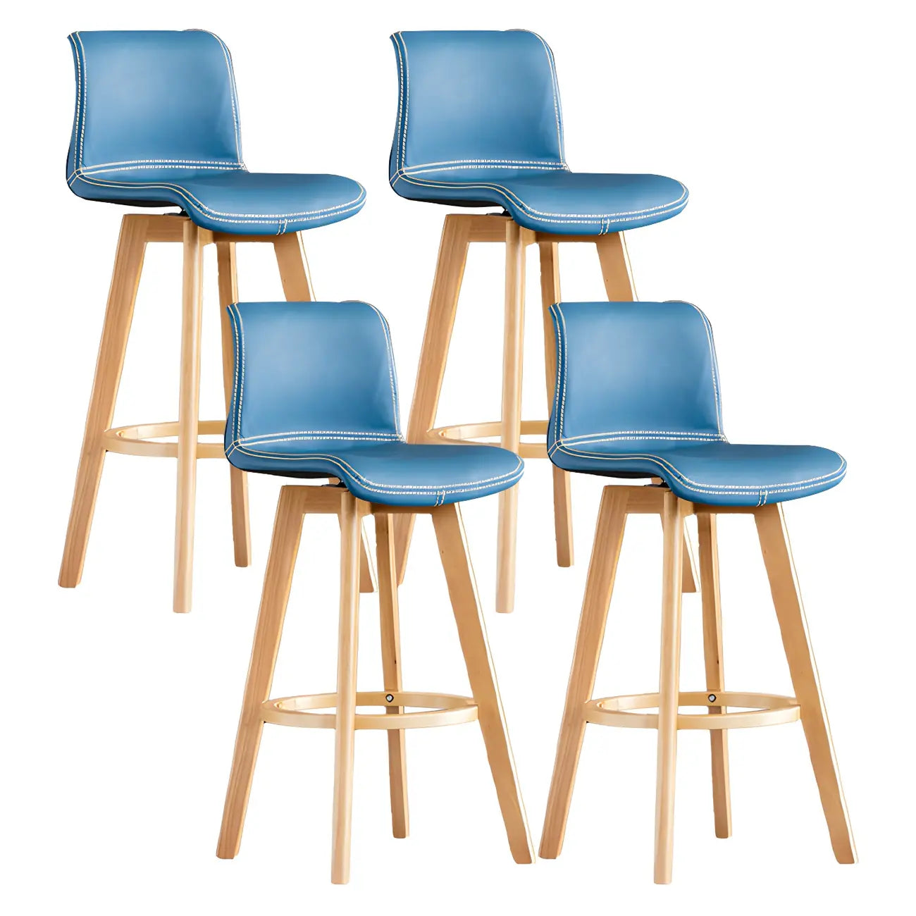 Tabouret de bar pivotant en cuir vieilli style milieu du siècle avec dossier