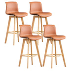 Tabouret de bar pivotant en cuir vieilli style milieu du siècle avec dossier