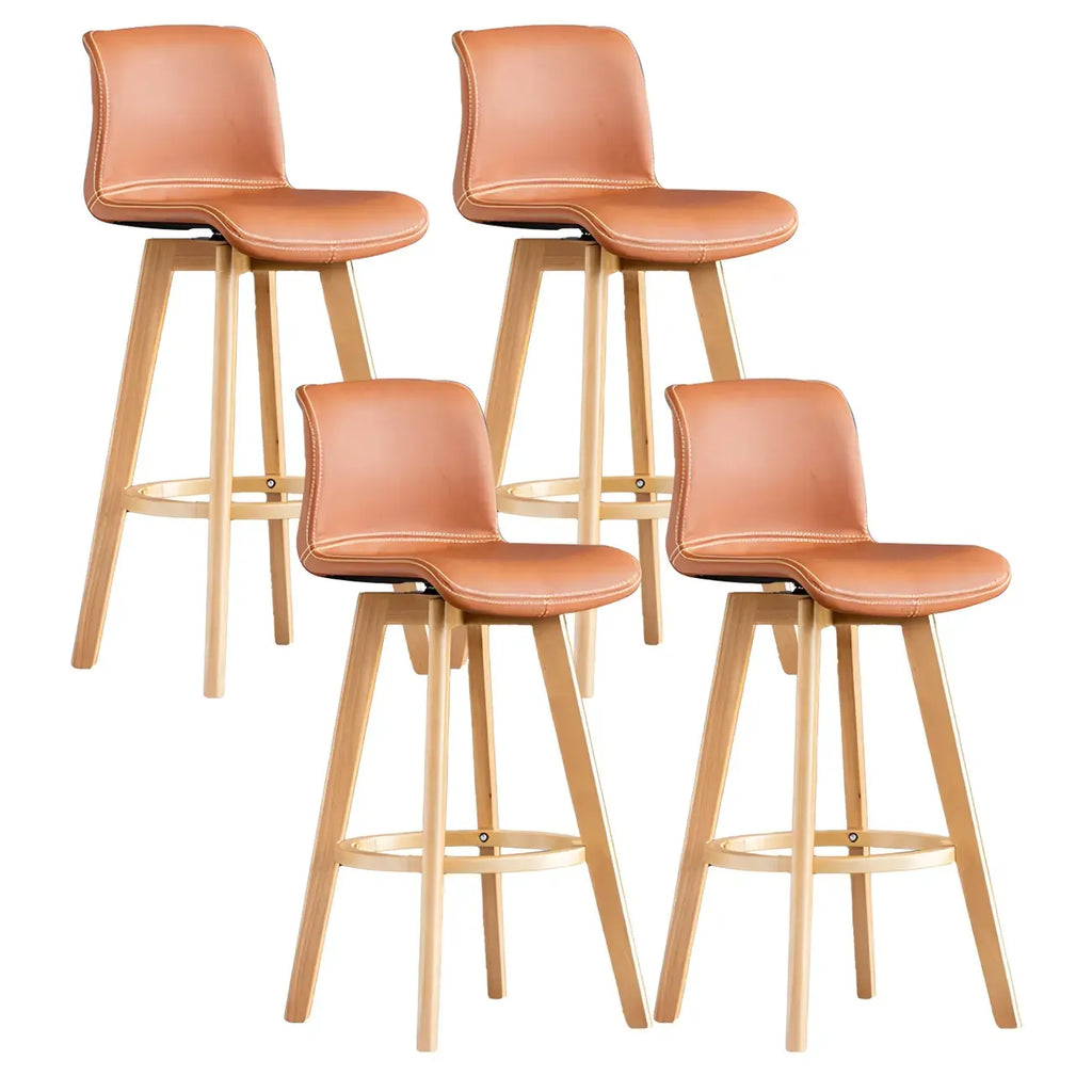 Tabouret de bar pivotant en cuir vieilli style milieu du siècle avec dossier