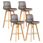 Tabouret de bar pivotant en cuir vieilli style milieu du siècle avec dossier