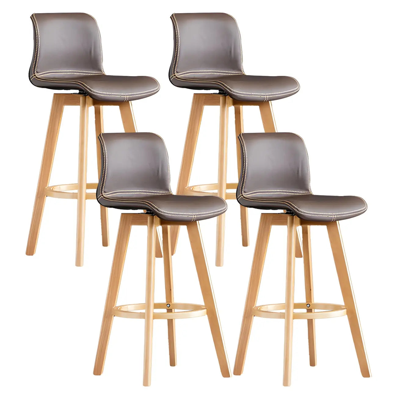 Tabouret de bar pivotant en cuir vieilli style milieu du siècle avec dossier
