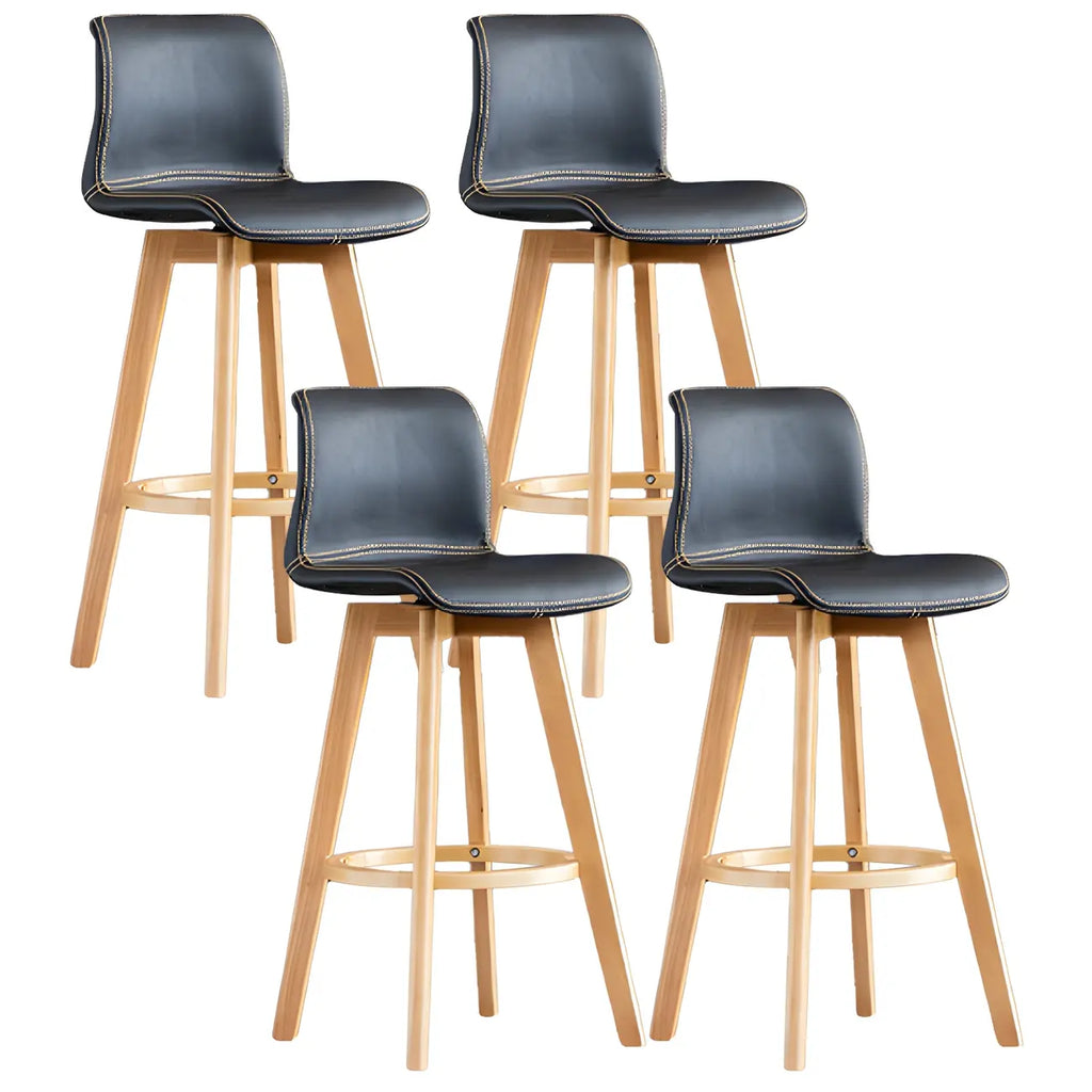 Tabouret de bar pivotant en cuir vieilli style milieu du siècle avec dossier