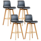 Tabouret de bar pivotant en cuir vieilli style milieu du siècle avec dossier