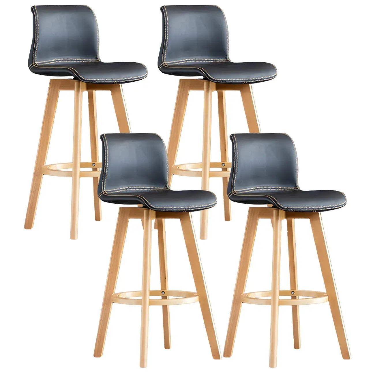 Tabouret de bar pivotant en cuir vieilli style milieu du siècle avec dossier