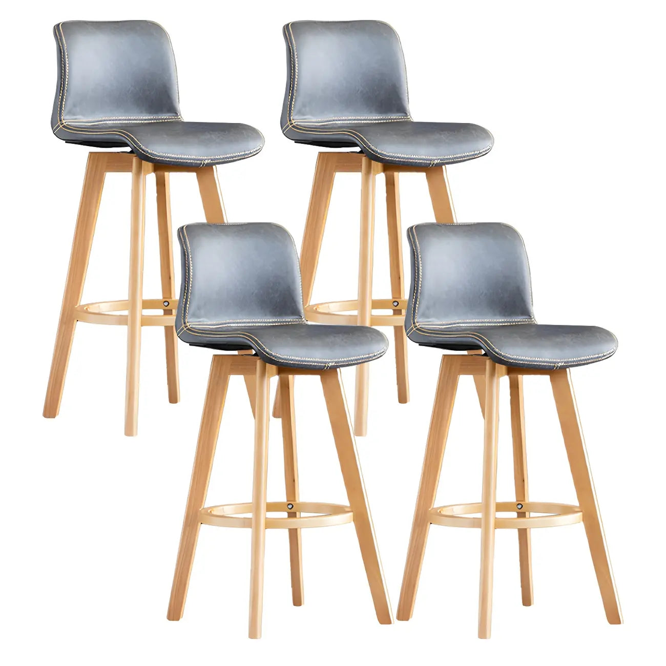Tabouret de bar pivotant en cuir vieilli style milieu du siècle avec dossier