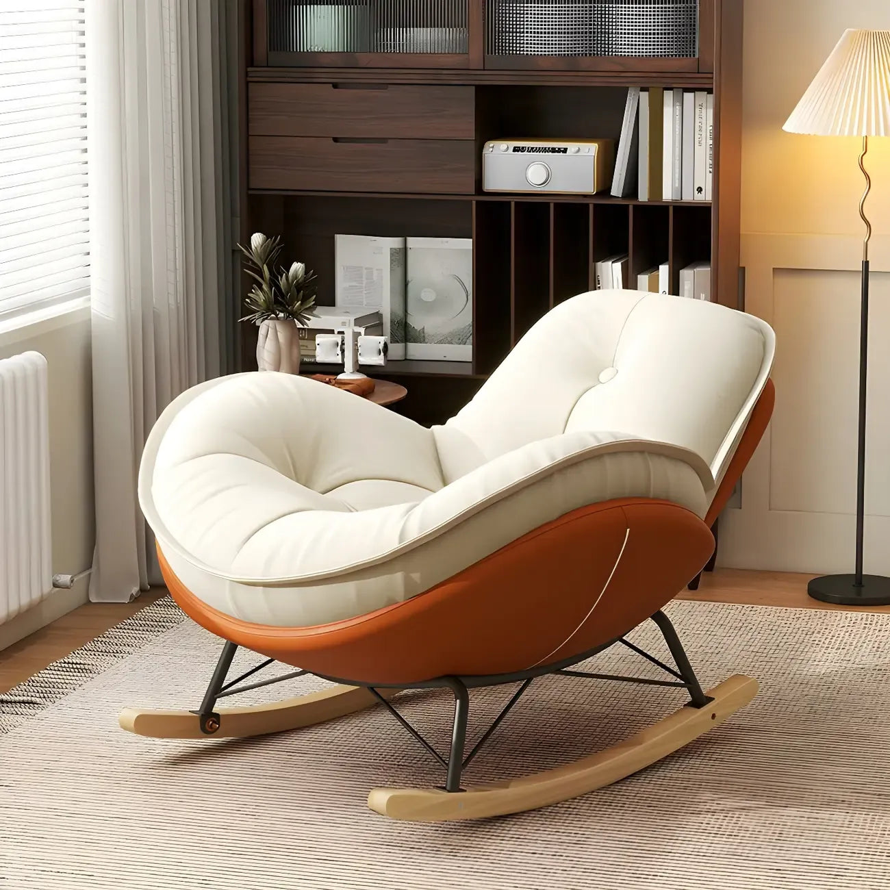 Fauteuil à bascule moderne en flanelle avec repose-pieds