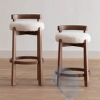 Tabourets de bar élégants en bois rembourrés avec assise ronde pour bar à domicile