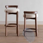 Tabourets de bar élégants en bois rembourrés avec assise ronde pour bar à domicile