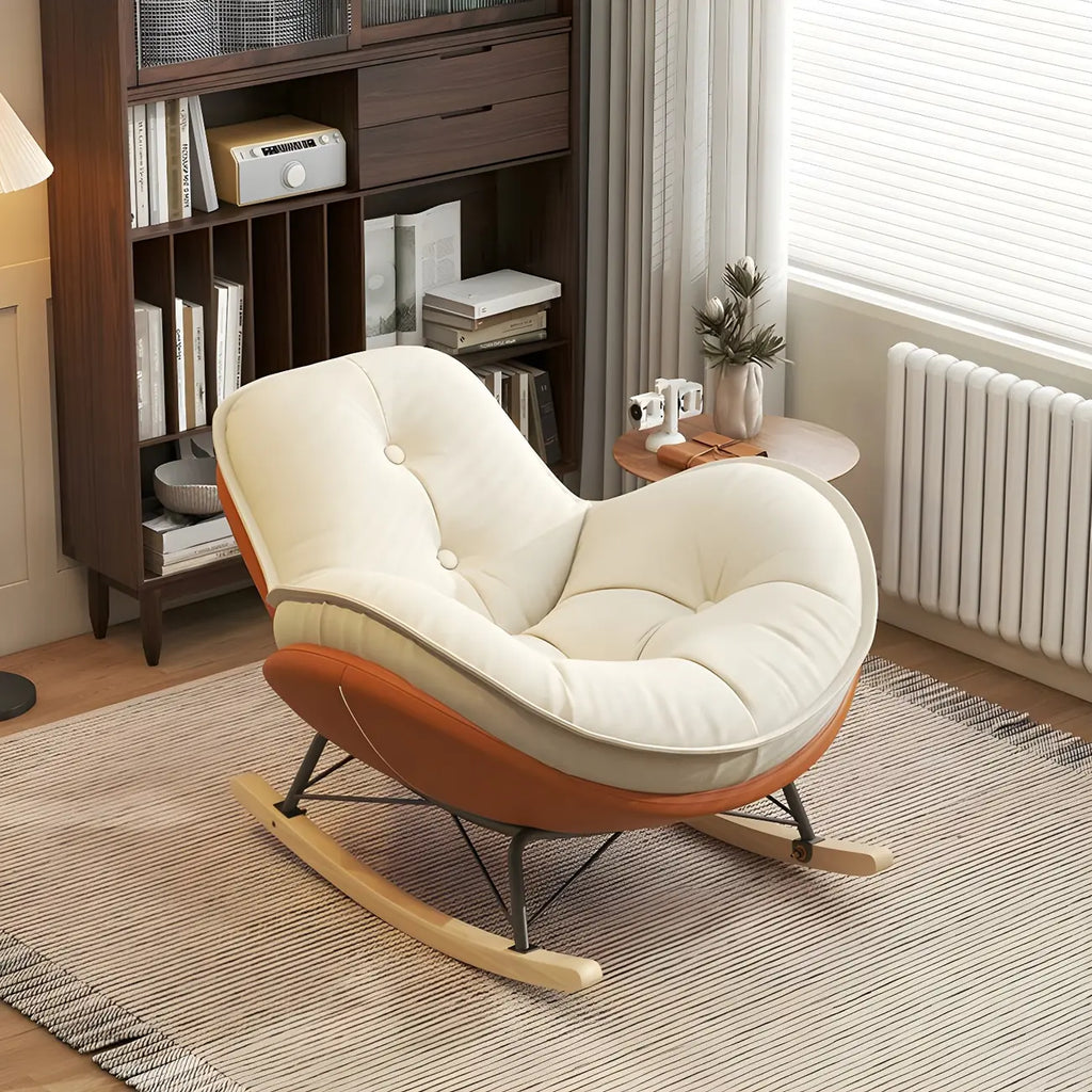 Fauteuil à bascule moderne en flanelle avec repose-pieds