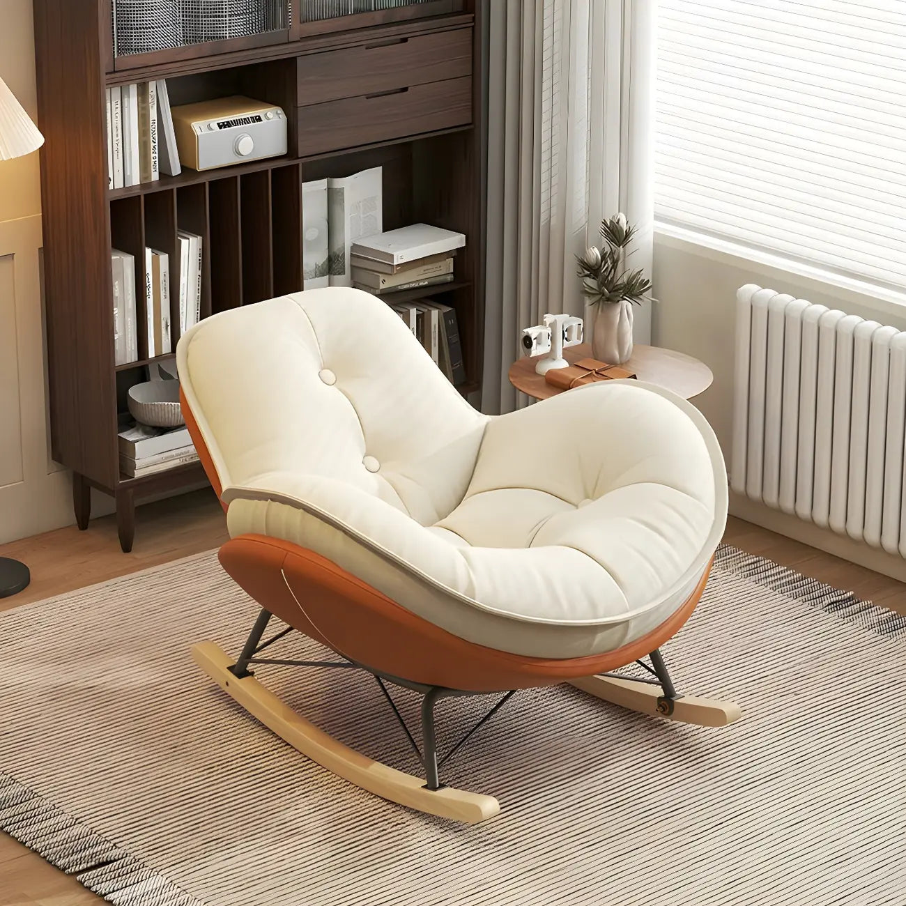 Fauteuil à bascule moderne en flanelle avec repose-pieds