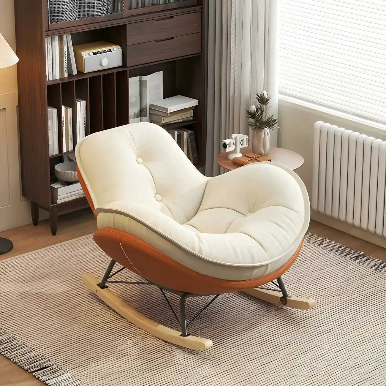 Fauteuil à bascule moderne en flanelle avec repose-pieds