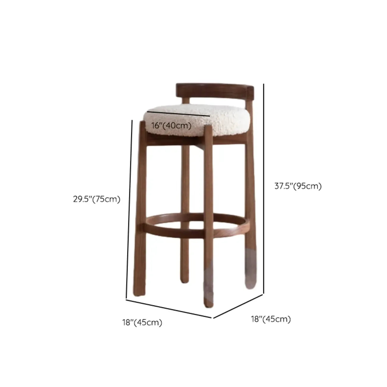 Tabourets de bar élégants en bois rembourrés avec assise ronde pour bar à domicile