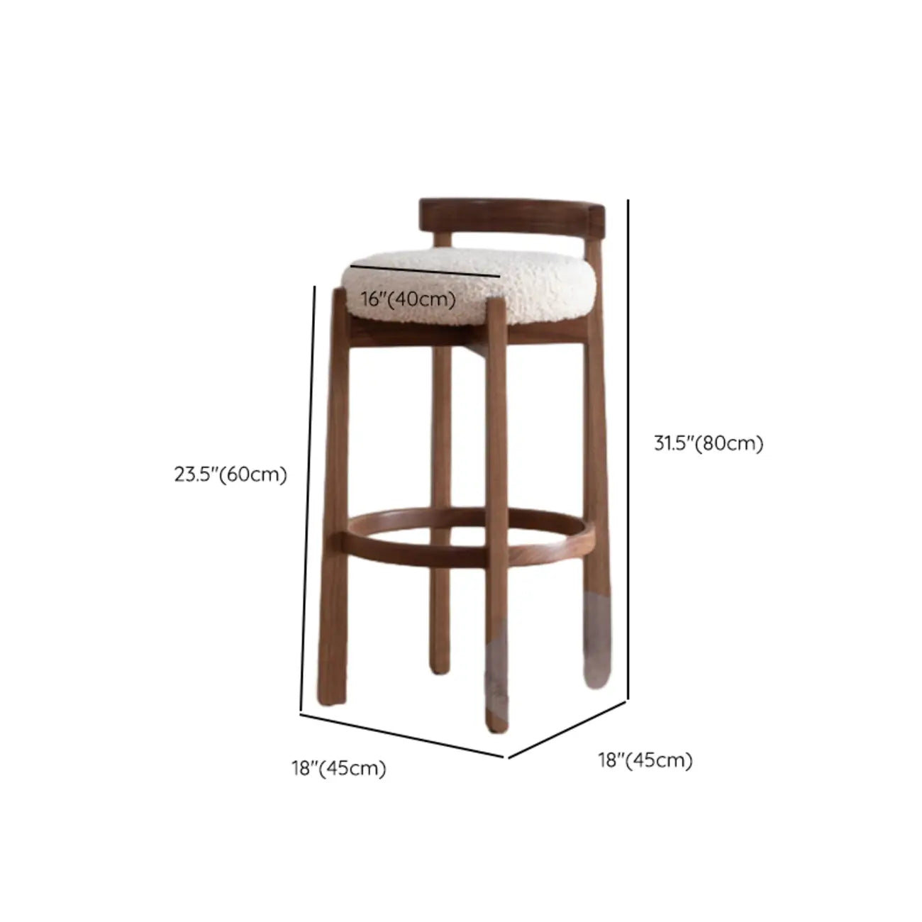 Tabourets de bar élégants en bois rembourrés avec assise ronde pour bar à domicile