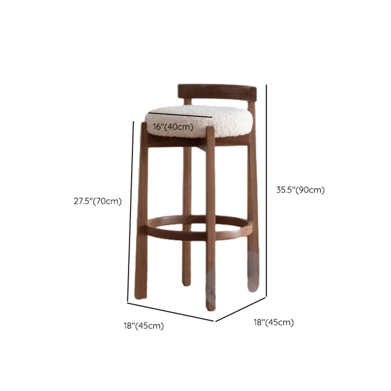 Tabourets de bar élégants en bois rembourrés avec assise ronde pour bar à domicile