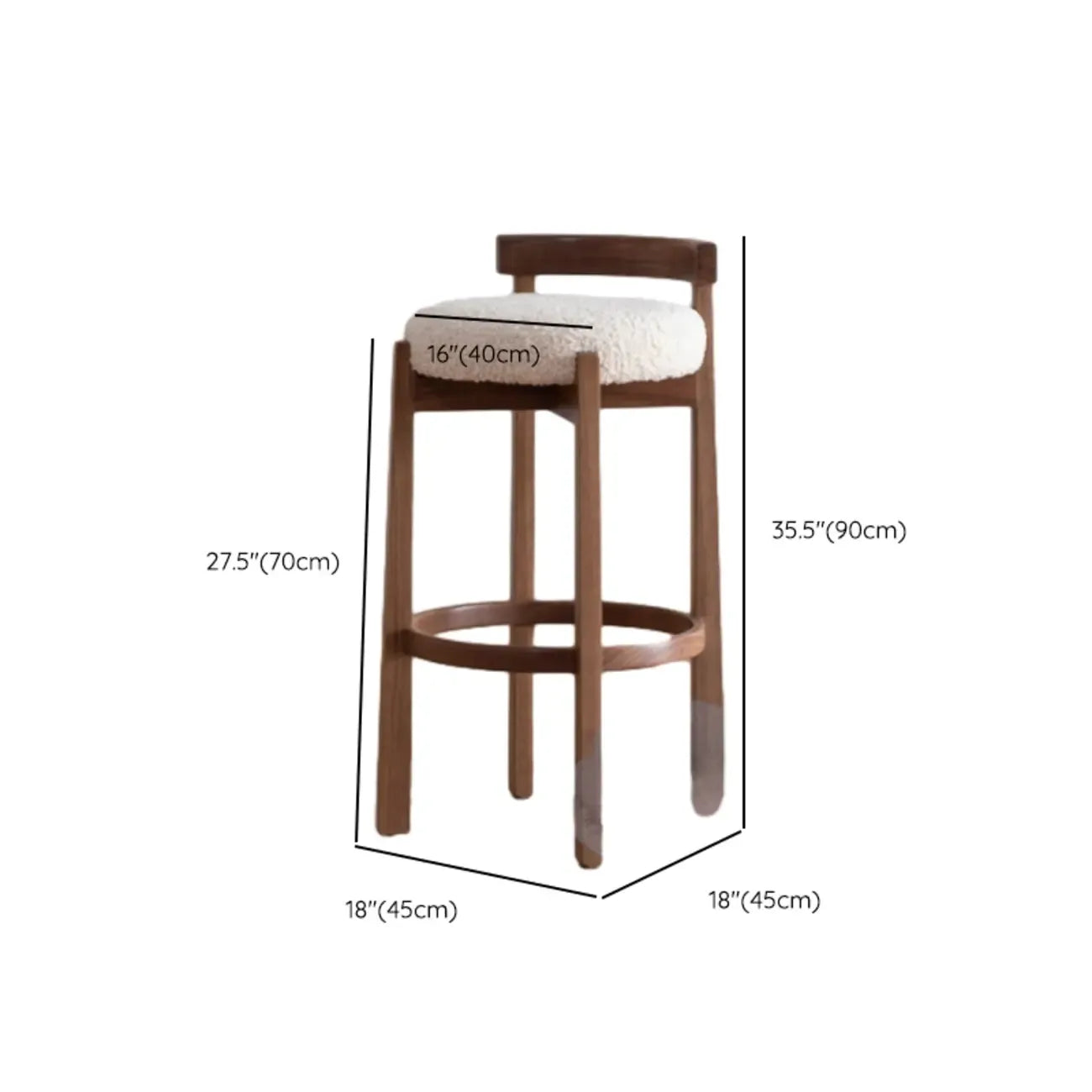 Tabourets de bar élégants en bois rembourrés avec assise ronde pour bar à domicile