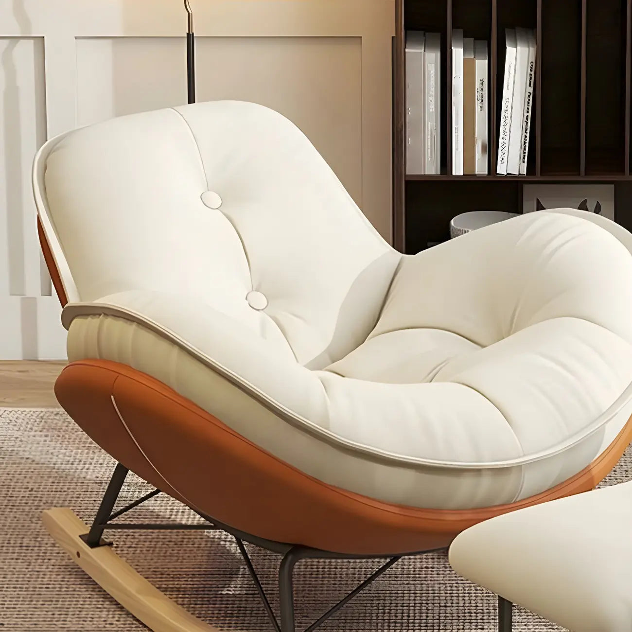 Fauteuil à bascule moderne en flanelle avec repose-pieds