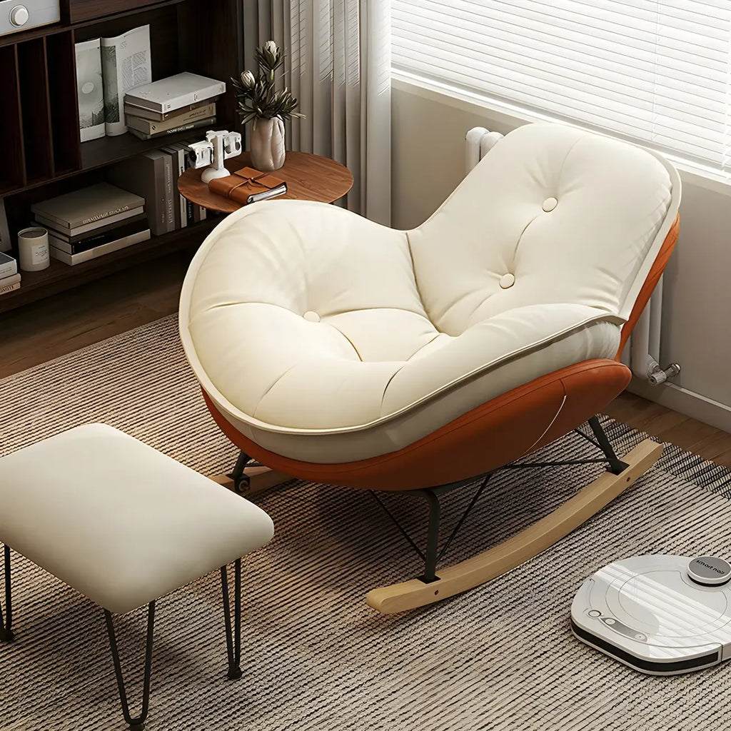 Fauteuil à bascule moderne en flanelle avec repose-pieds