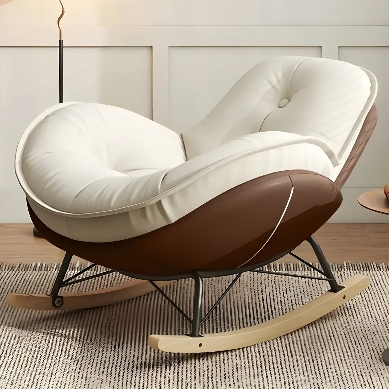 Fauteuil à bascule moderne en flanelle avec repose-pieds