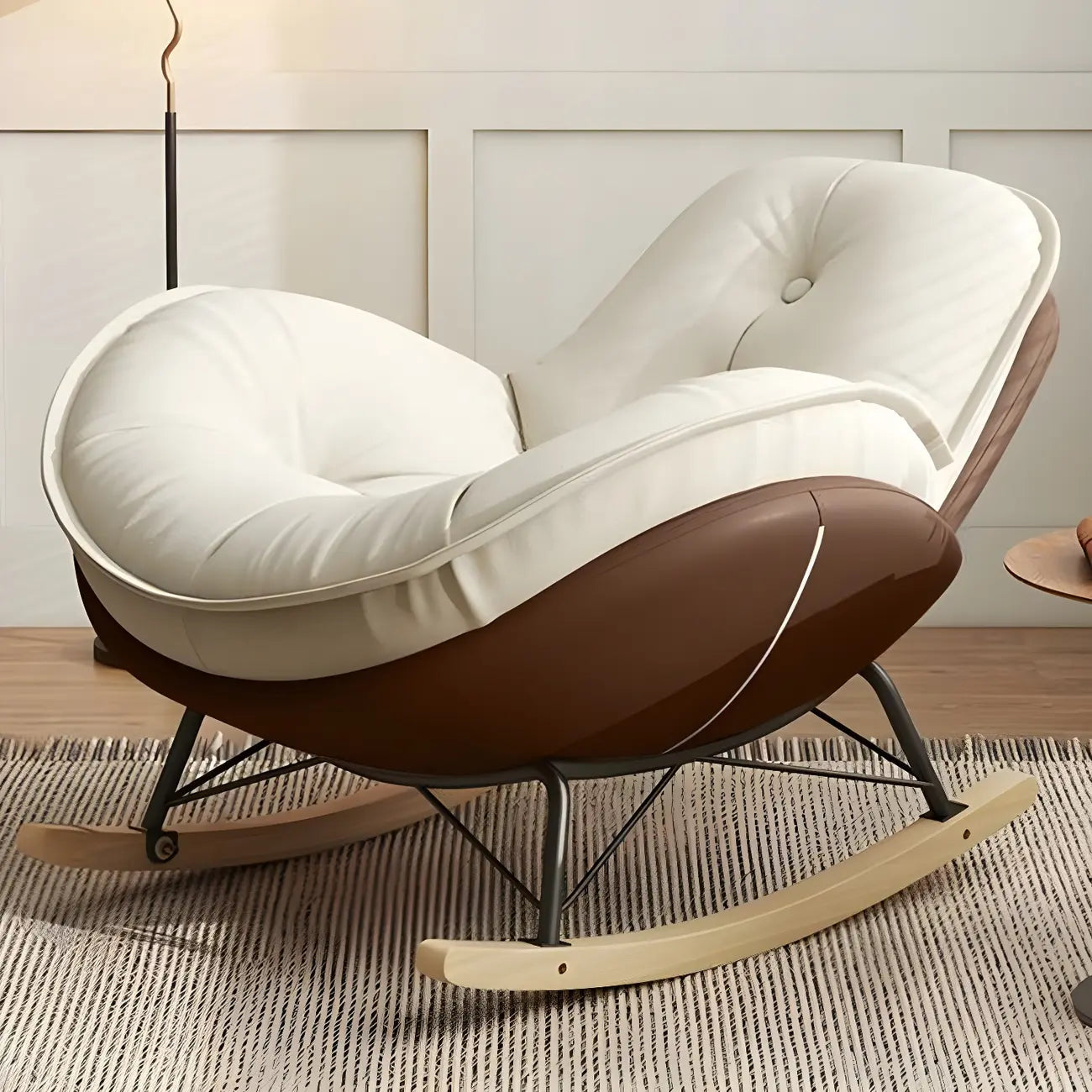 Fauteuil à bascule moderne en flanelle avec repose-pieds