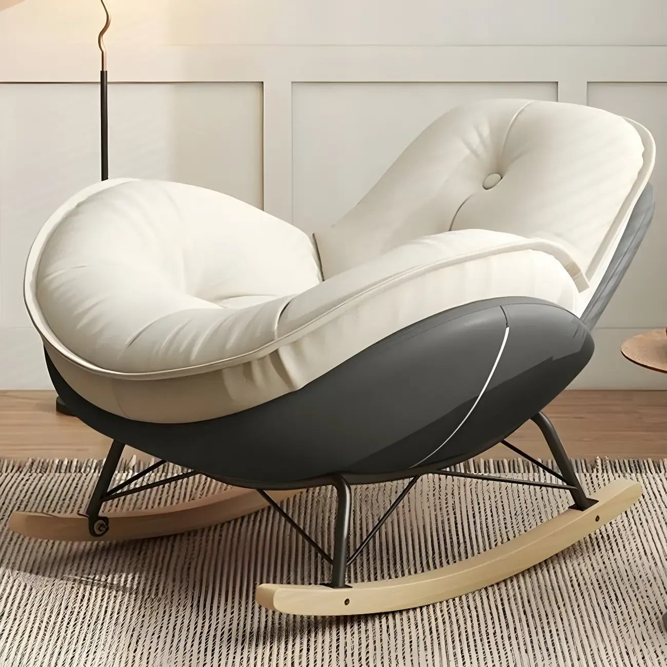 Fauteuil à bascule moderne en flanelle avec repose-pieds
